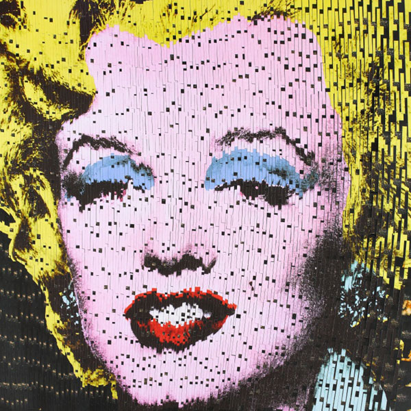 Marilyn - mixed media postcards on woodm - by David Mach