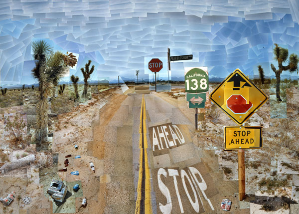 David Hockney, Pearblossom Highway, 11-18 April 1986. Photographic collage 119.4 x 163.8 cm. Held by the J. Paul Getty Museum, Los Angeles.