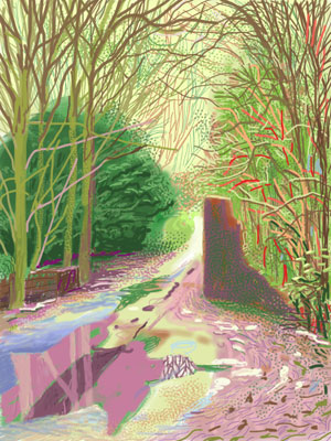 David Hockney, The Arrival of Spring in Woldgate, East Yorkshire in 2011. iPad drawing printed on paper 144.1 x 108 cm; one of a 52-part work.