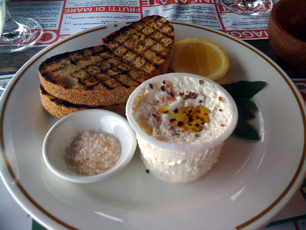 Bruschetta with ricotta, mint, lemon and chilli at North Bondi Italian, Sydney