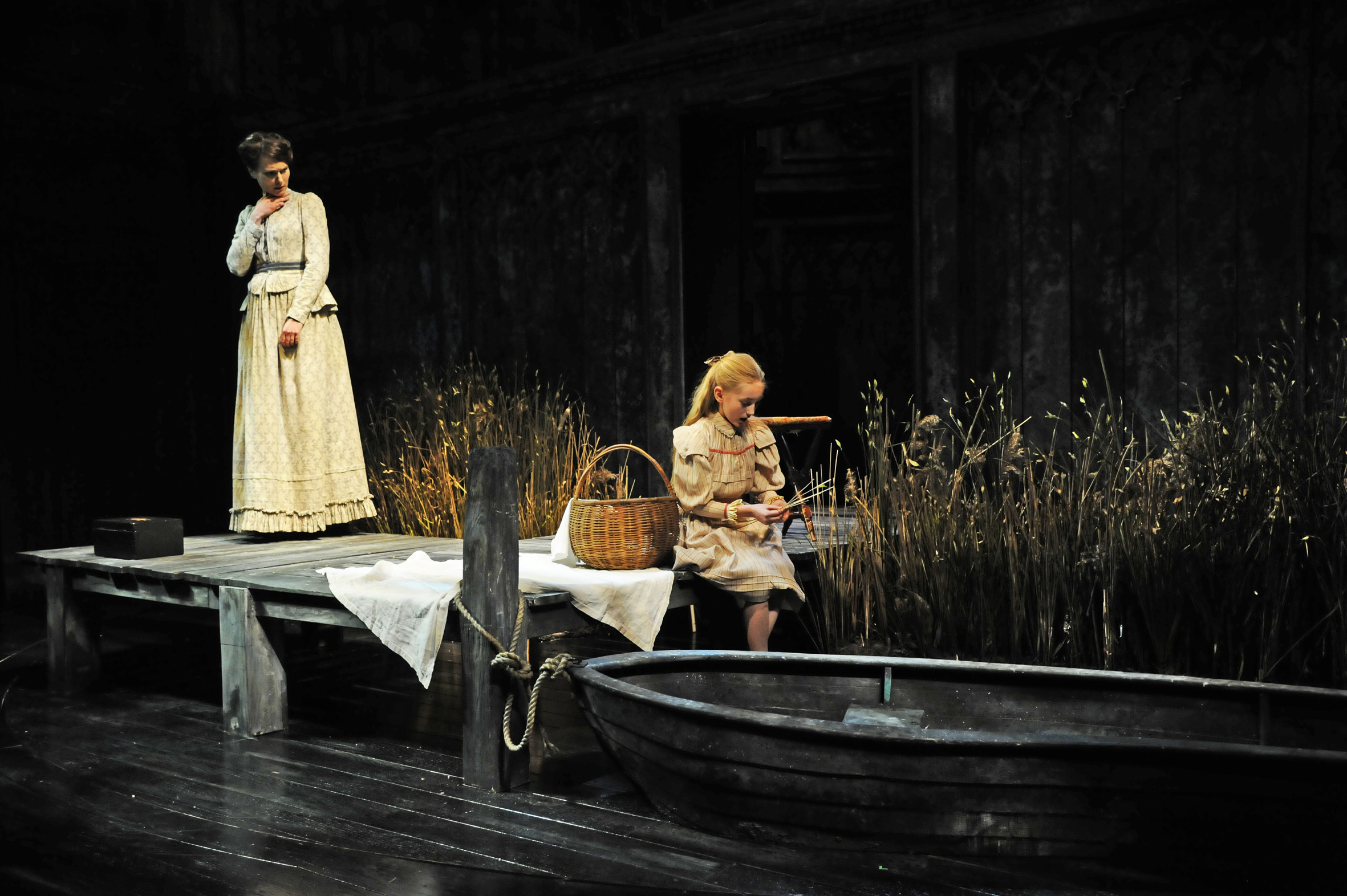 Anna Madeley (Governess) and Lucy Morton (Flora) in The Turn of the Screw at the Almeida Theatre. Photo credit isNobby Clark