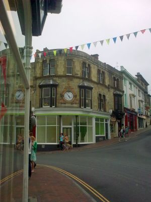 Central town with bunting