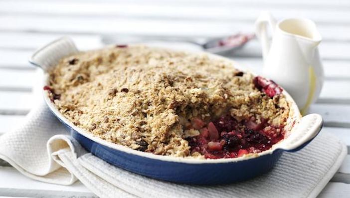 Blackberry and apple crumble